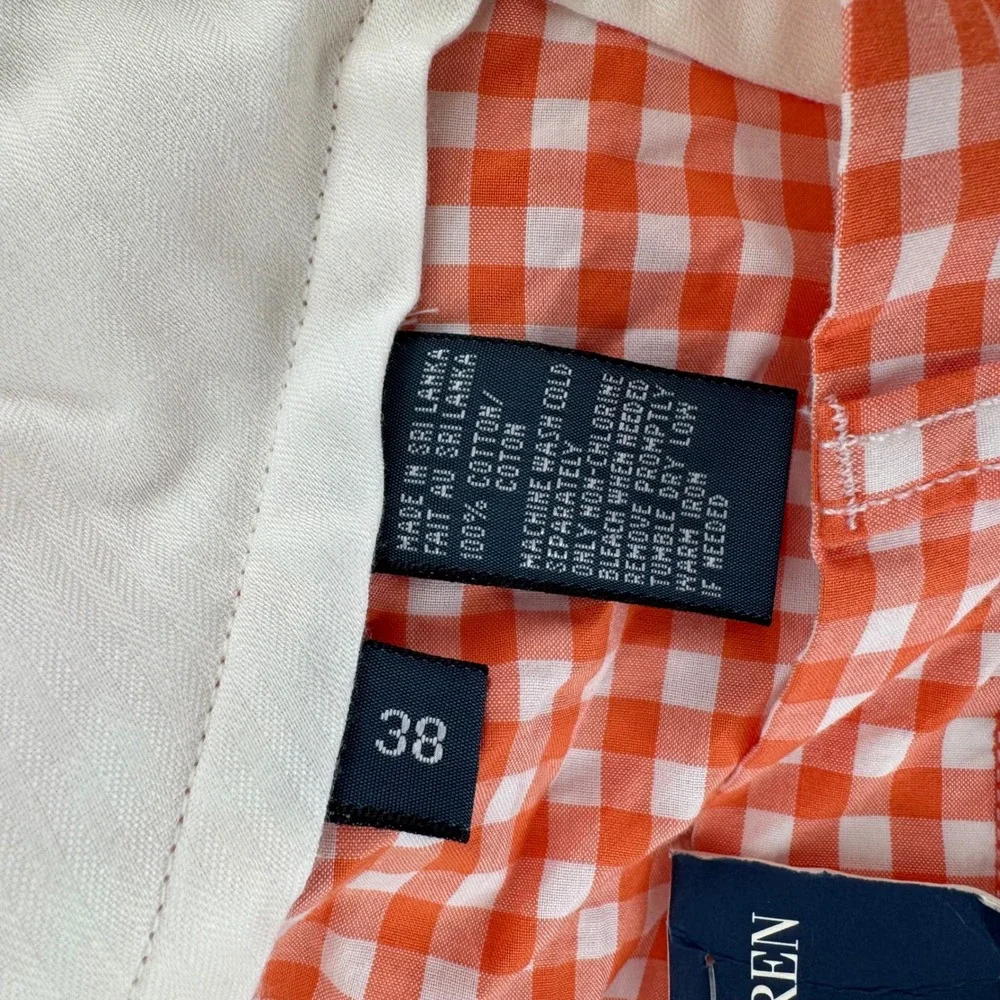 Polo Ralph Lauren Suffield‎ Shorts Mens 38 Orange White Gingham Checkered Cotton